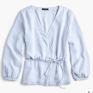 J Crew Size 10 Faux Wrap Top Shale Blue